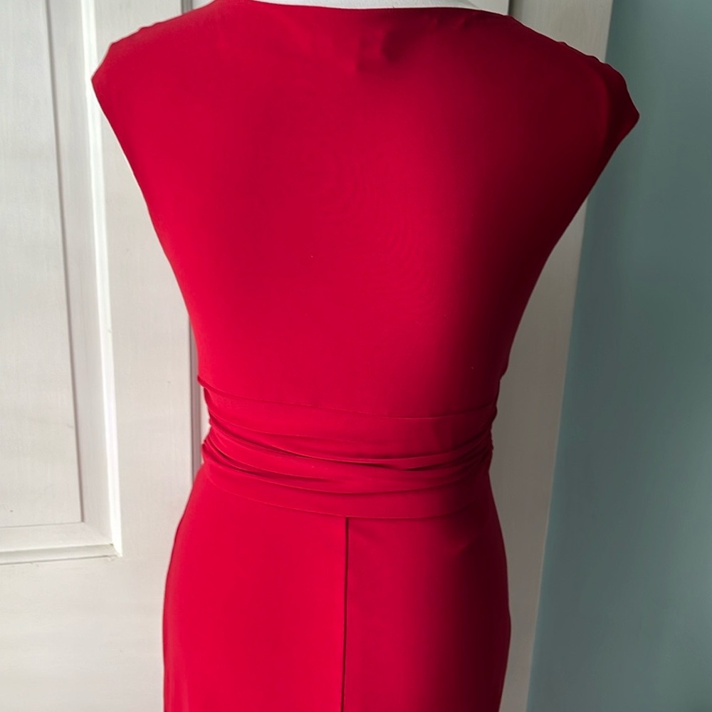 Ralph Lauren Classy Red Wrap Midi Dress Short Sleeves - Picture 4 of 5